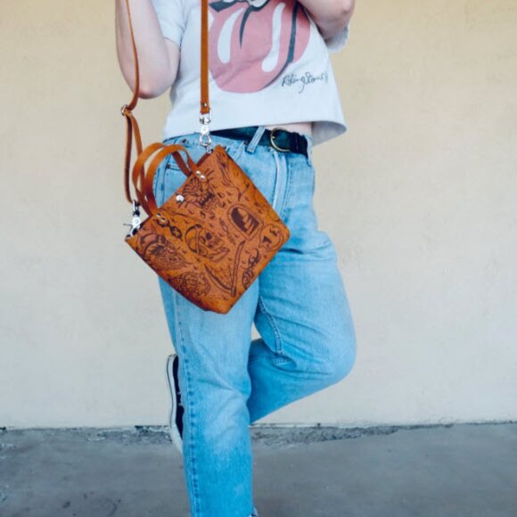 Broke In Hearted Leather - Classic Mini Tote: Live Fast Flash Sheet (Canyon) - Picture 2 of 7